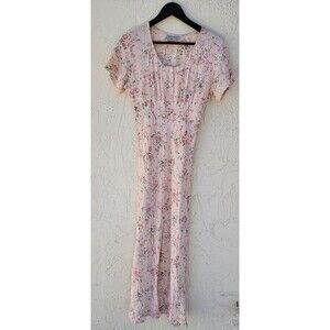 Vtg Equation 90s Y2K Floral Milkmaid Babydoll Peasant Romantic Maxi Dress Small